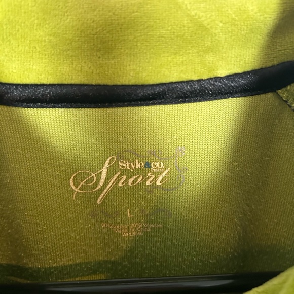 Style & Co Sport Beautiful Green Velour Track Jacket - Picture 5 of 6